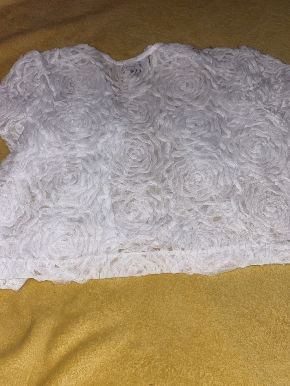 White Floral Rosette Dress Top